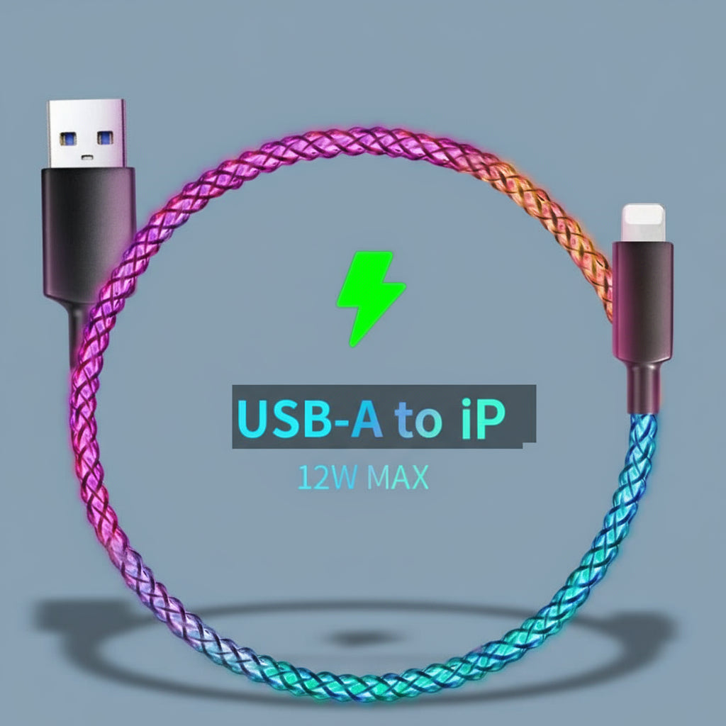 Fast Charging RGB Cable 100W Breathing Light 66W Type C USB C Data Cable for Iphone Samsung Huawei 30W Quick Charge for Xiaomi - NexoraFx