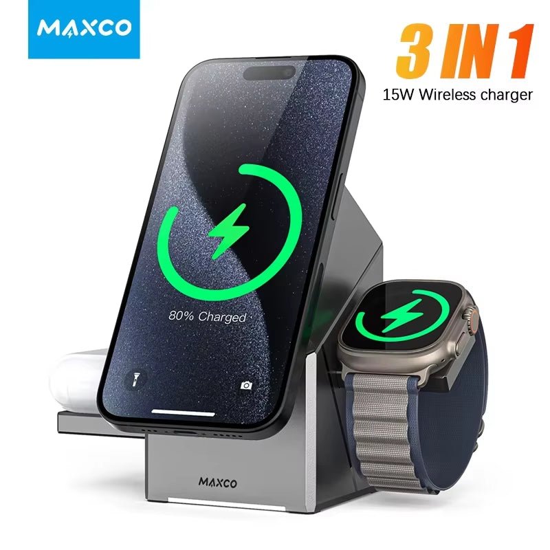 Qi2 3 - in - 1 Wireless Charger - Auto - Rotating Magic Cube Dock - NexoraFx