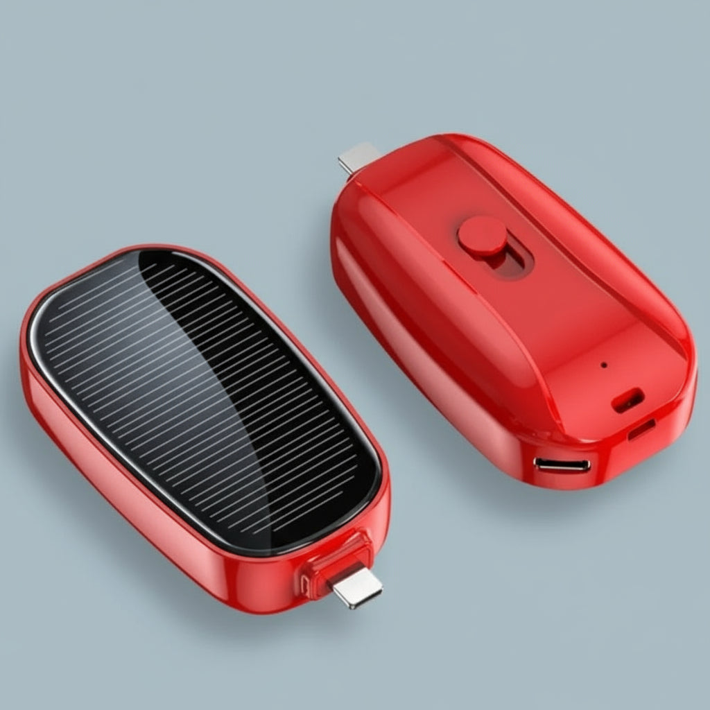 Solar Mini Power Bank Key Ring Portable Charger for Outdoor Camping External Battery Emergent Phone Power Bank 1200Mah - NexoraFx