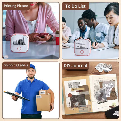 T02 Mini Printer Portable Printer Thermal Printing Sticker Wireless Inkless Pocket Printer Self - Adhesive Label Printer - NexoraFx